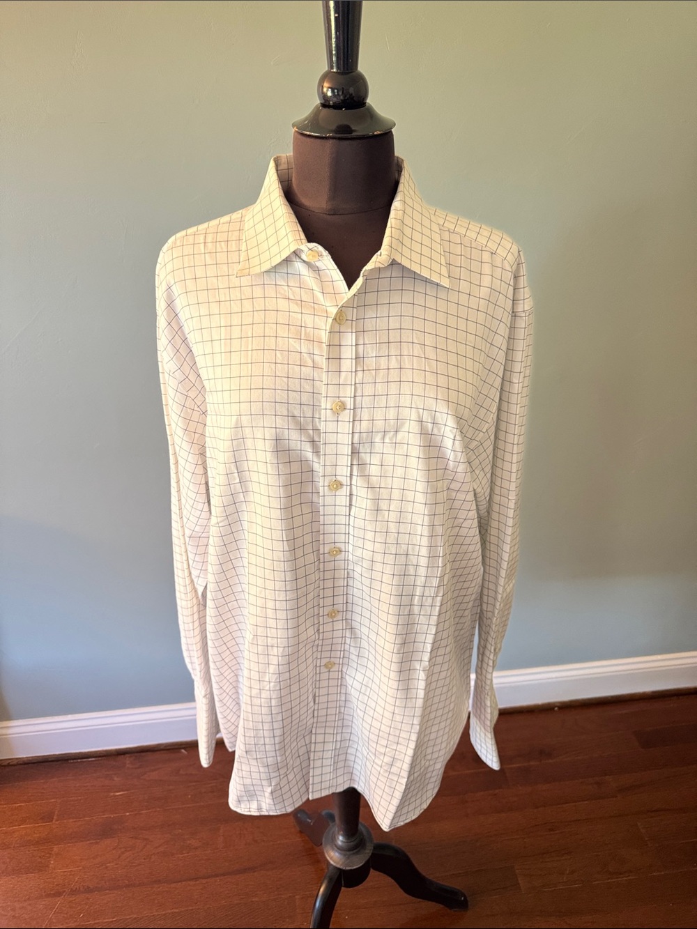 Charles Tyrwhitt White Dress Shirt with Navy Grid